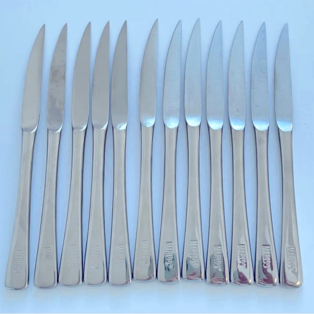 WMF Maredo 12 piece Stainless Steel Steak Knife Set Knives Plain (No Bullhead)